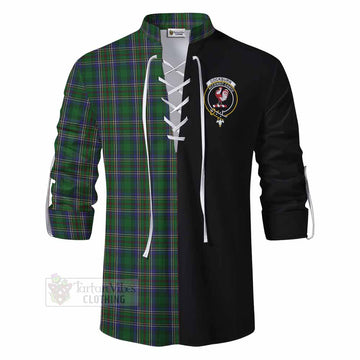 Cockburn Tartan Ghillie Kilt Shirt with Family Crest and Half Of Me Style