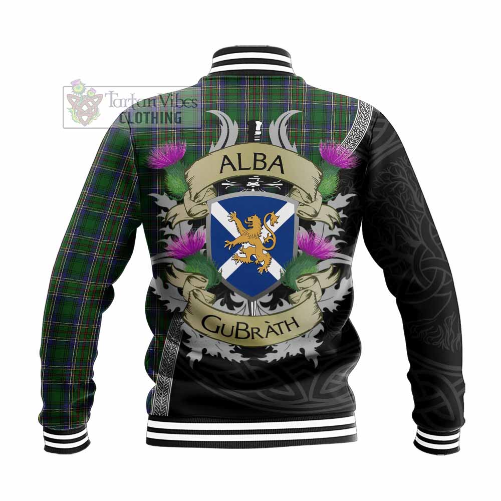 Tartan Vibes Clothing Cockburn Tartan Family Crest Baseball Jacket Lion Rampant Royal Thistle Shield Celtic Inspired
