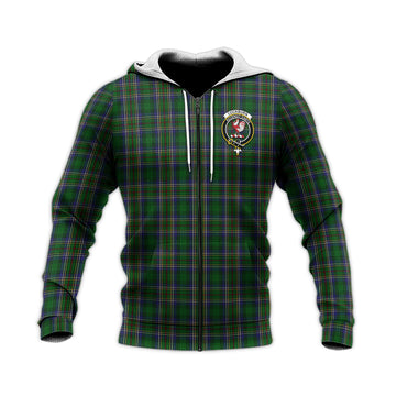 Cockburn Tartan Knitted Hoodie with Family Crest