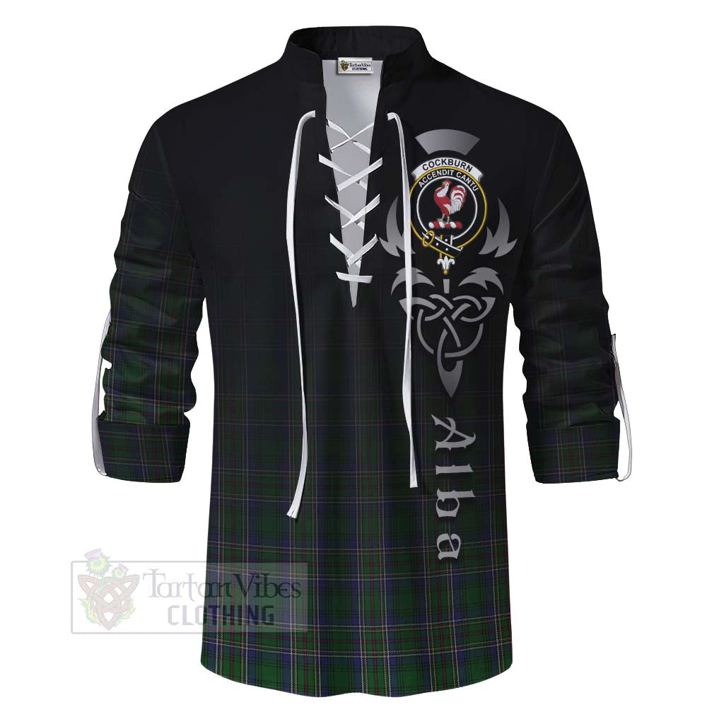 Tartan Vibes Clothing Cockburn Tartan Ghillie Kilt Shirt Featuring Alba Gu Brath Family Crest Celtic Inspired