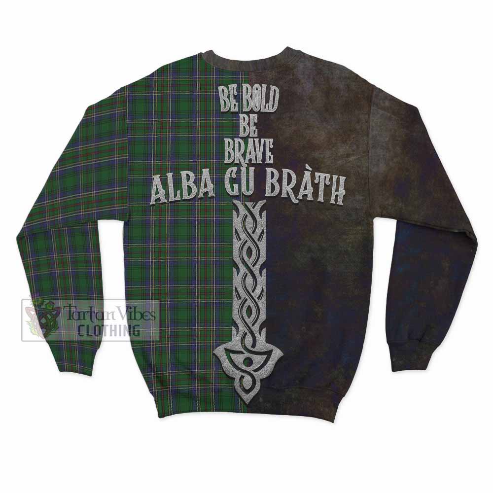 Tartan Vibes Clothing Cockburn Tartan Family Crest Sweatshirt Alba Gu Brath Be Brave Lion Ancient Style