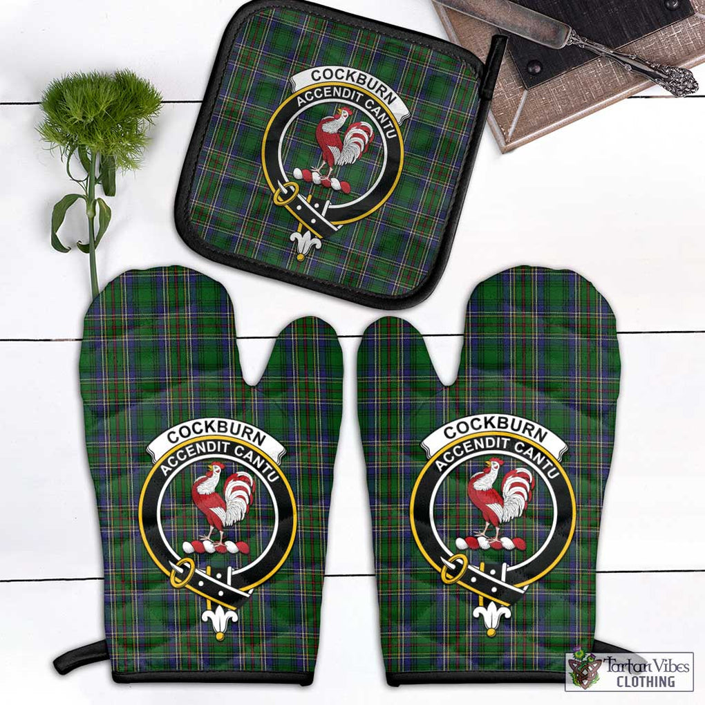 Cockburn Tartan Combo Oven Mitt & Pot-Holder with Family Crest Combo 1 Oven Mitt & 1 Pot-Holder Black - Tartan Vibes Clothing