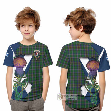 Tartan Vibes Clothing Cockburn Tartan Family Crest Kid T-Shirt Scottish Thistle Celtic Inspired