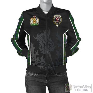 Cockburn Tartan Bomber Jacket with Family Crest and Scottish Thistle Vibes Sport Style