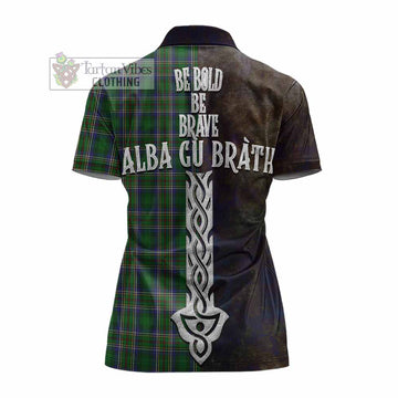 Tartan Vibes Clothing Cockburn Tartan Family Crest Women's Polo Shirt Alba Gu Brath Be Brave Lion Ancient Style