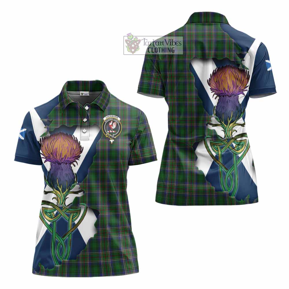 Tartan Vibes Clothing Cockburn Tartan Family Crest Women's Polo Shirt Scottish Thistle Celtic Inspired