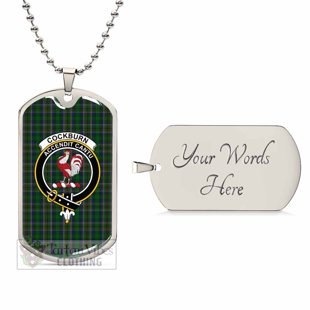 Tartan Vibes Clothing Cockburn Tartan Dog Tag Necklace with Family Crest