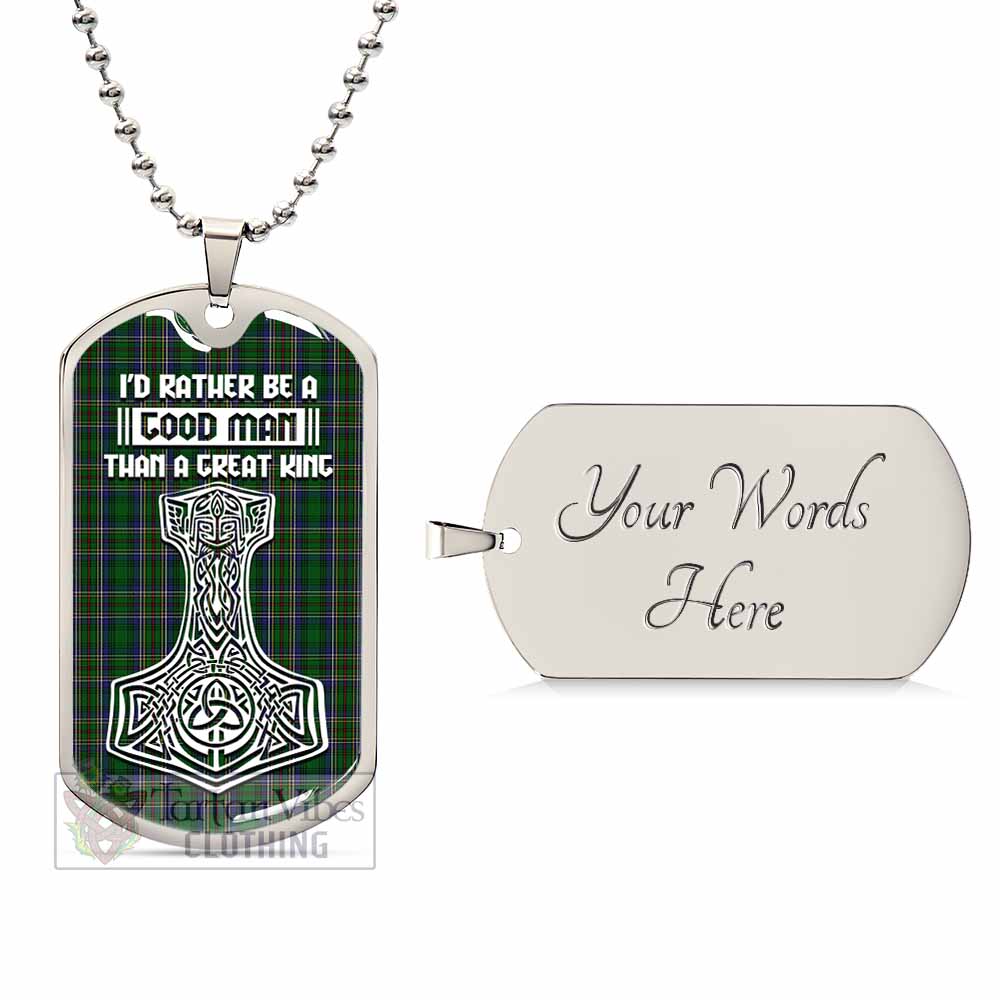 Tartan Vibes Clothing Cockburn Tartan Dog Tag Necklace Viking Mjolnir Style
