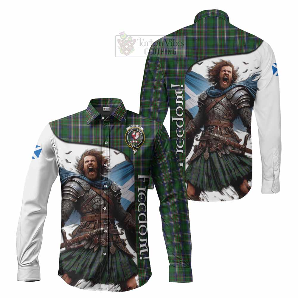 Tartan Vibes Clothing Cockburn Crest Tartan Long Sleeve Button Shirt Inspired by the Freedom of Scottish Warrior