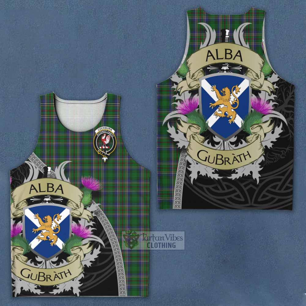 Tartan Vibes Clothing Cockburn Tartan Family Crest Men's Tank Top Lion Rampant Royal Thistle Shield Celtic Inspired