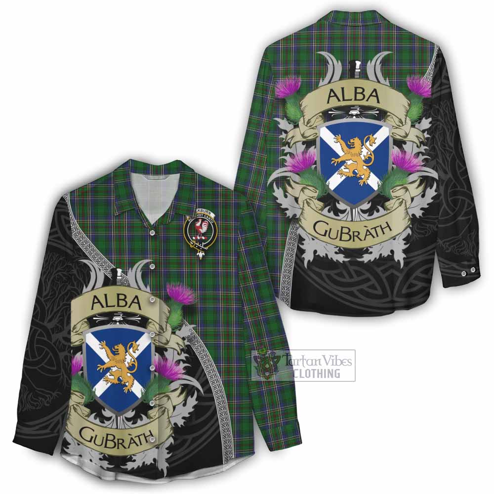 Tartan Vibes Clothing Cockburn Tartan Family Crest Women's Casual Shirt Lion Rampant Royal Thistle Shield Celtic Inspired