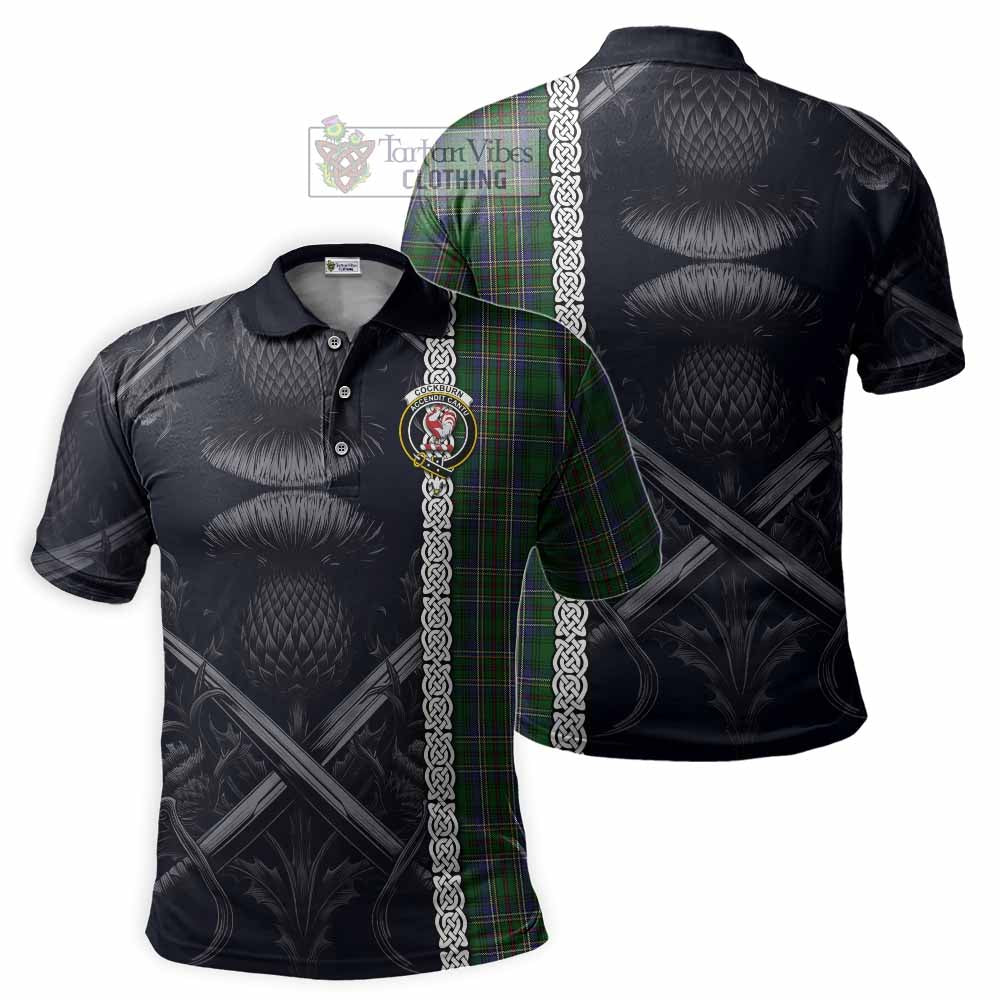 Tartan Vibes Clothing Cockburn Tartan Polo Shirt with Family Crest Cross Sword Thistle Celtic Vibes