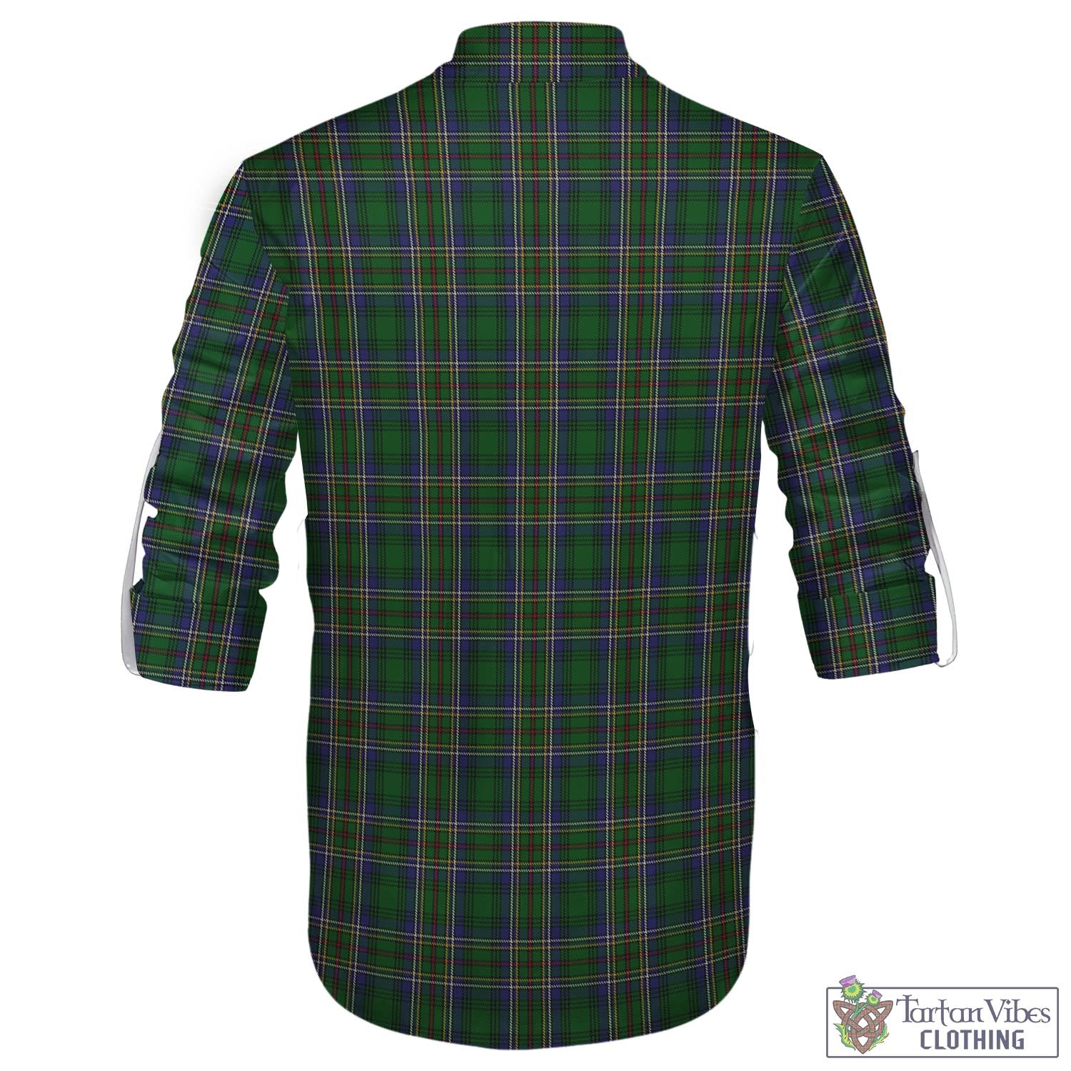 Tartan Vibes Clothing Cockburn Tartan Men's Scottish Traditional Jacobite Ghillie Kilt Shirt with Family Crest