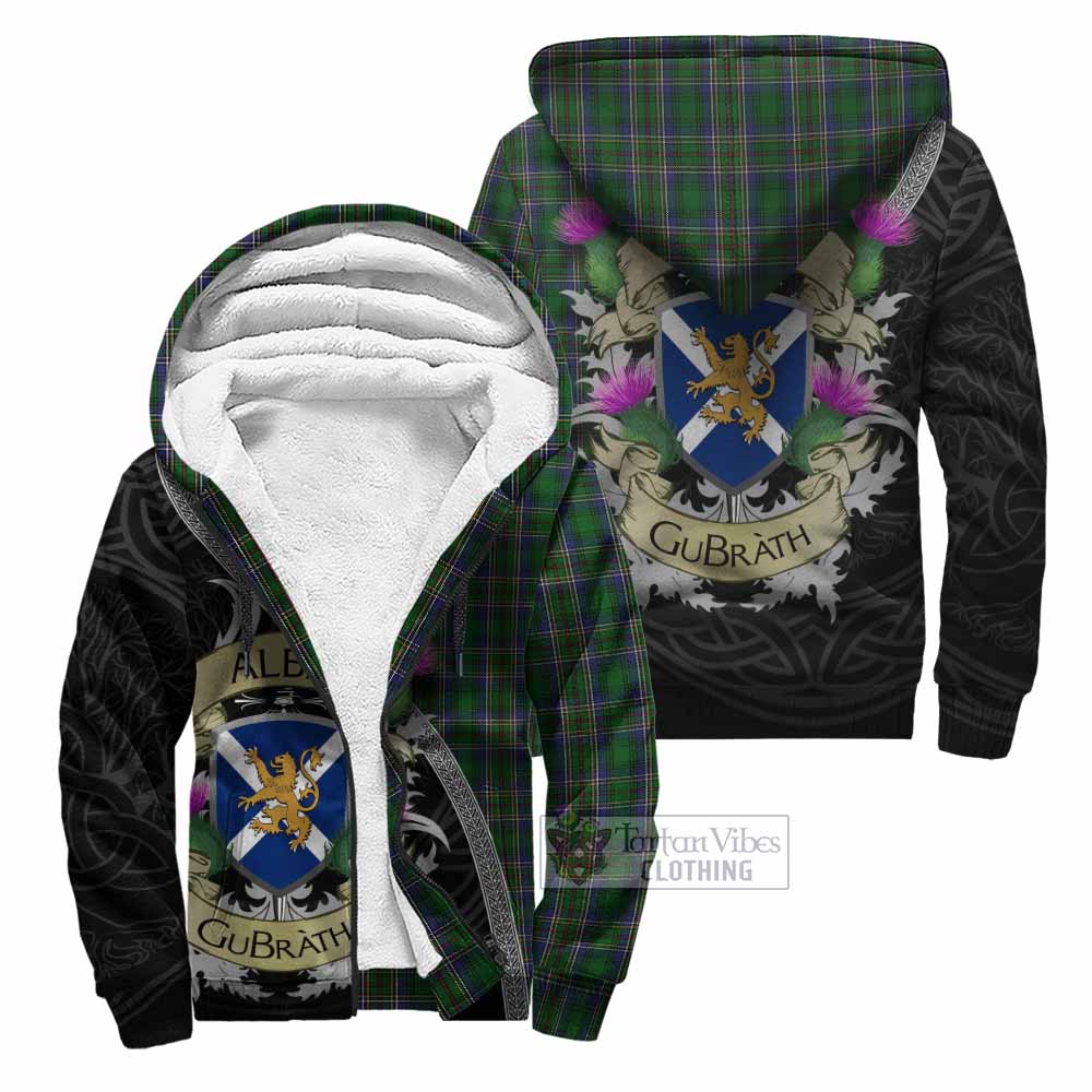 Tartan Vibes Clothing Cockburn Tartan Family Crest Sherpa Hoodie Lion Rampant Royal Thistle Shield Celtic Inspired