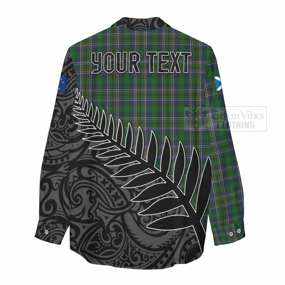 Tartan Vibes Clothing Cockburn Crest Tartan Women's Casual Shirt with New Zealand Silver Fern Half Style