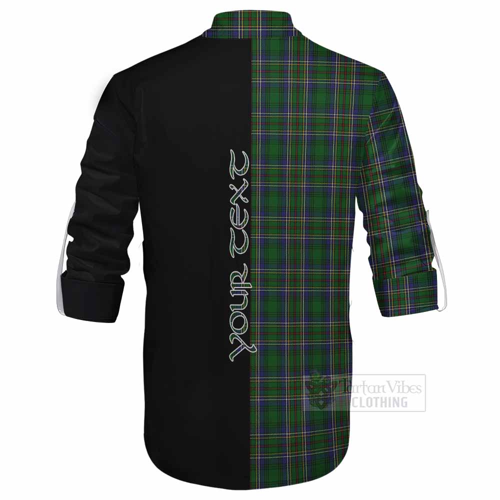 Tartan Vibes Clothing Cockburn Tartan Ghillie Kilt Shirt with Family Crest and Half Of Me Style