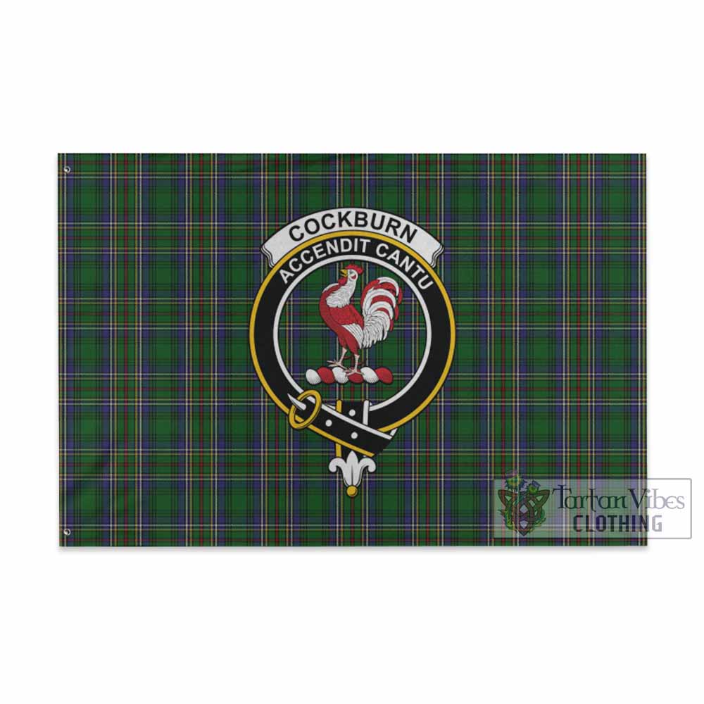 Tartan Vibes Clothing Cockburn Tartan House Flag with Family Crest