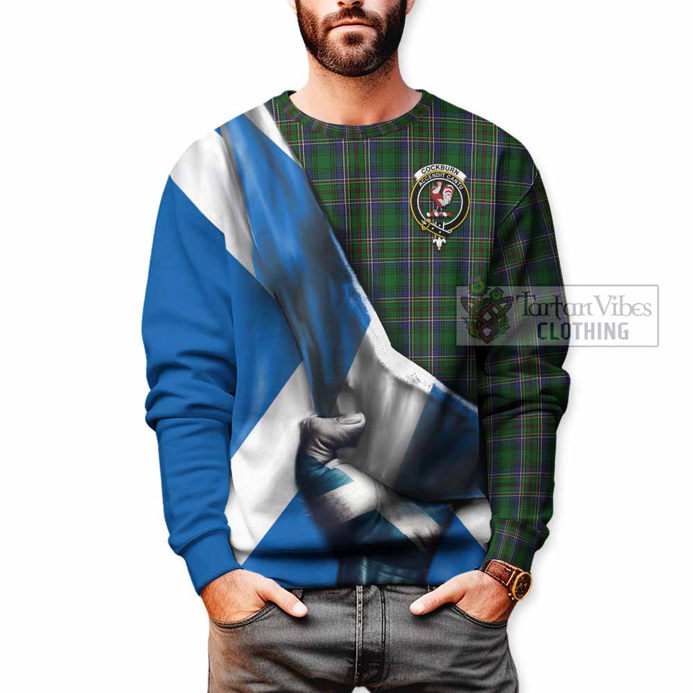 Tartan Vibes Clothing Cockburn Tartan Sweatshirt with Family Crest Scotland Patriotic Style