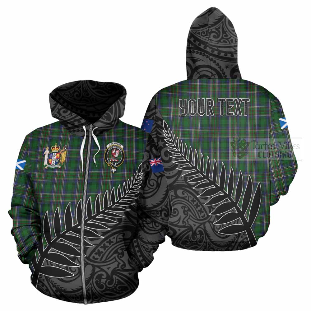 Tartan Vibes Clothing Cockburn Crest Tartan Hoodie with New Zealand Silver Fern Half Style