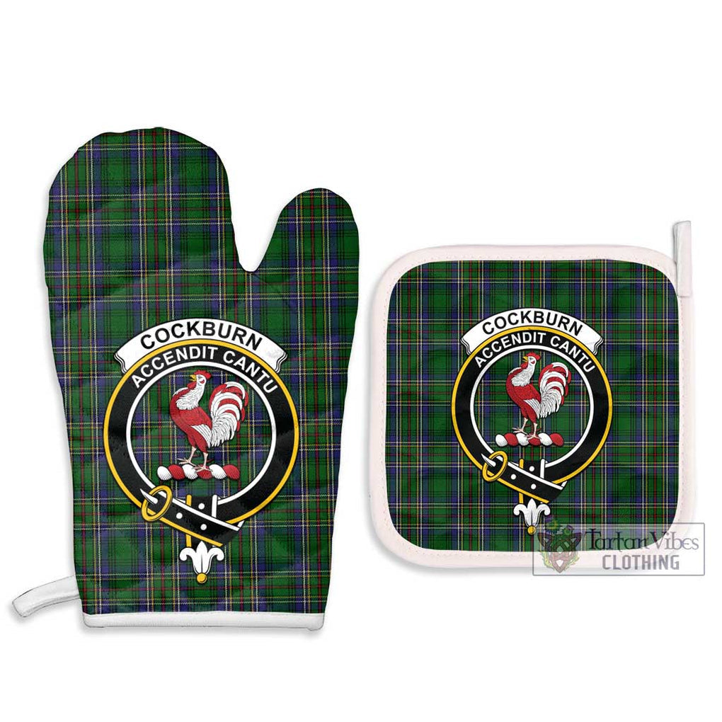 Cockburn Tartan Combo Oven Mitt & Pot-Holder with Family Crest Combo 1 Oven Mitt & 2 Pot-Holder White - Tartan Vibes Clothing