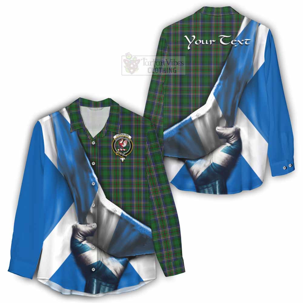 Tartan Vibes Clothing Cockburn Tartan Women's Casual Shirt with Family Crest Scotland Patriotic Style