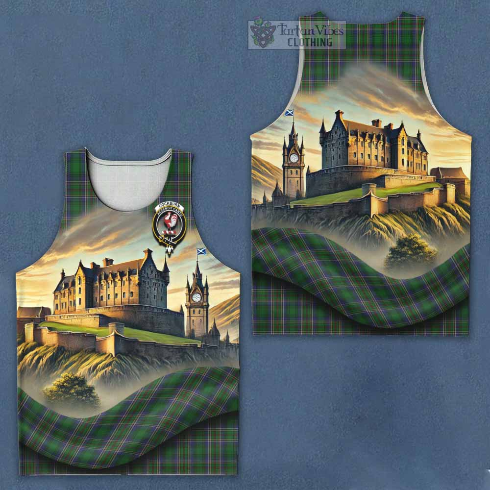 Tartan Vibes Clothing Cockburn Tartan Family Crest Men's Tank Top with Scottish Ancient Castle Style