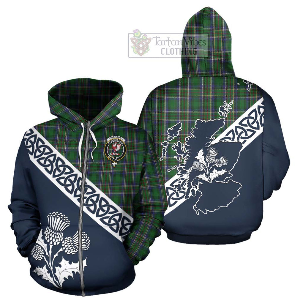 Tartan Vibes Clothing Cockburn Tartan Hoodie Featuring Thistle and Scotland Map