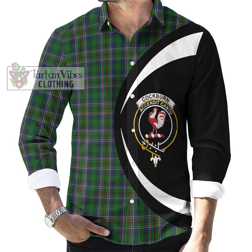 Cockburn Tartan Long Sleeve Button Up with Family Crest Circle Style - Tartan Vibes Clothing