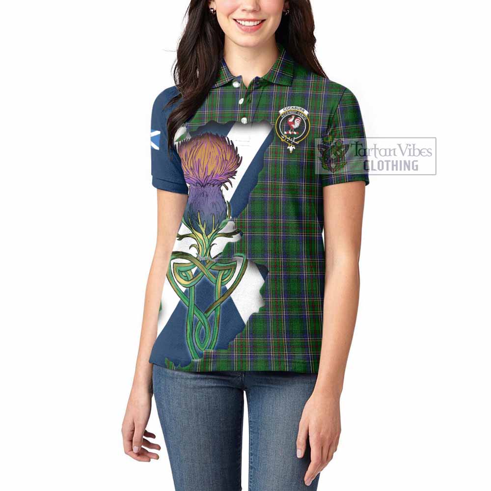 Tartan Vibes Clothing Cockburn Tartan Family Crest Women's Polo Shirt Scottish Thistle Celtic Inspired