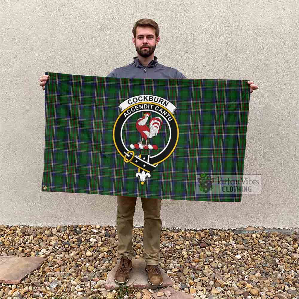 Tartan Vibes Clothing Cockburn Tartan House Flag with Family Crest