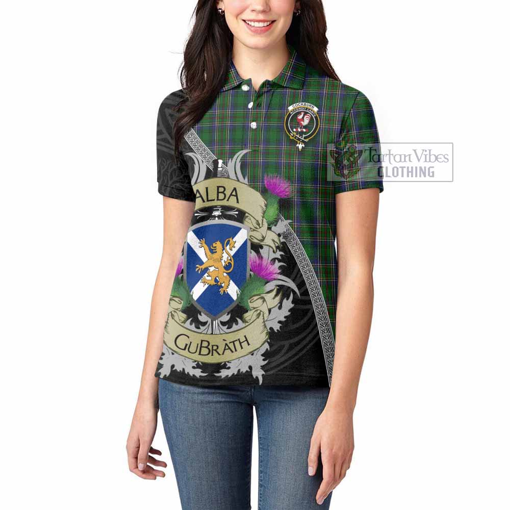 Tartan Vibes Clothing Cockburn Tartan Family Crest Women's Polo Shirt Lion Rampant Royal Thistle Shield Celtic Inspired