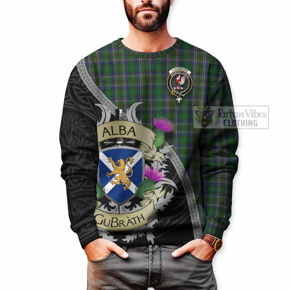 Tartan Vibes Clothing Cockburn Tartan Family Crest Sweatshirt Lion Rampant Royal Thistle Shield Celtic Inspired