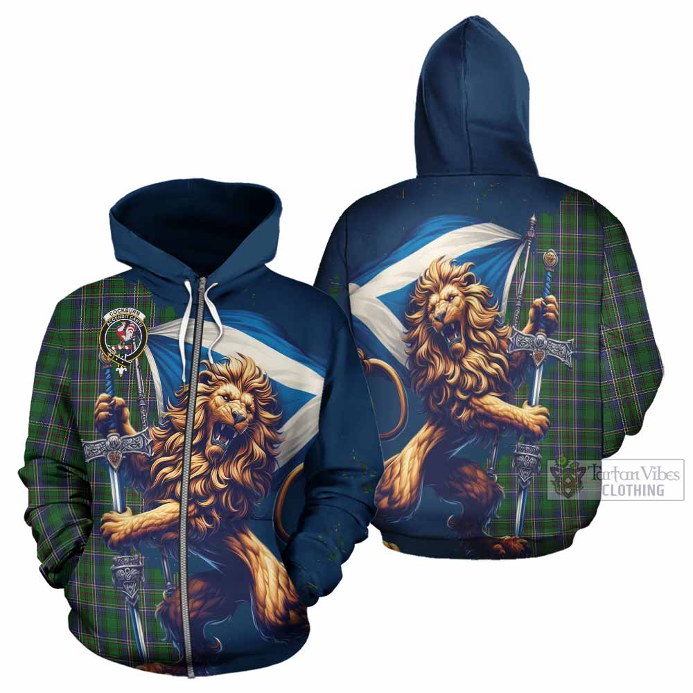 Cockburn Tartan Family Crest Hoodie with Scottish Majestic Lion