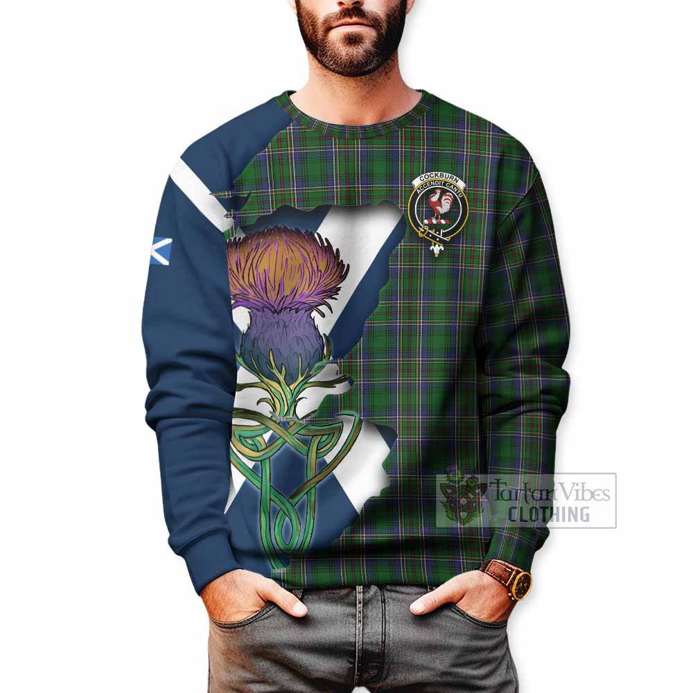 Tartan Vibes Clothing Cockburn Tartan Family Crest Sweatshirt Scottish Thistle Celtic Inspired