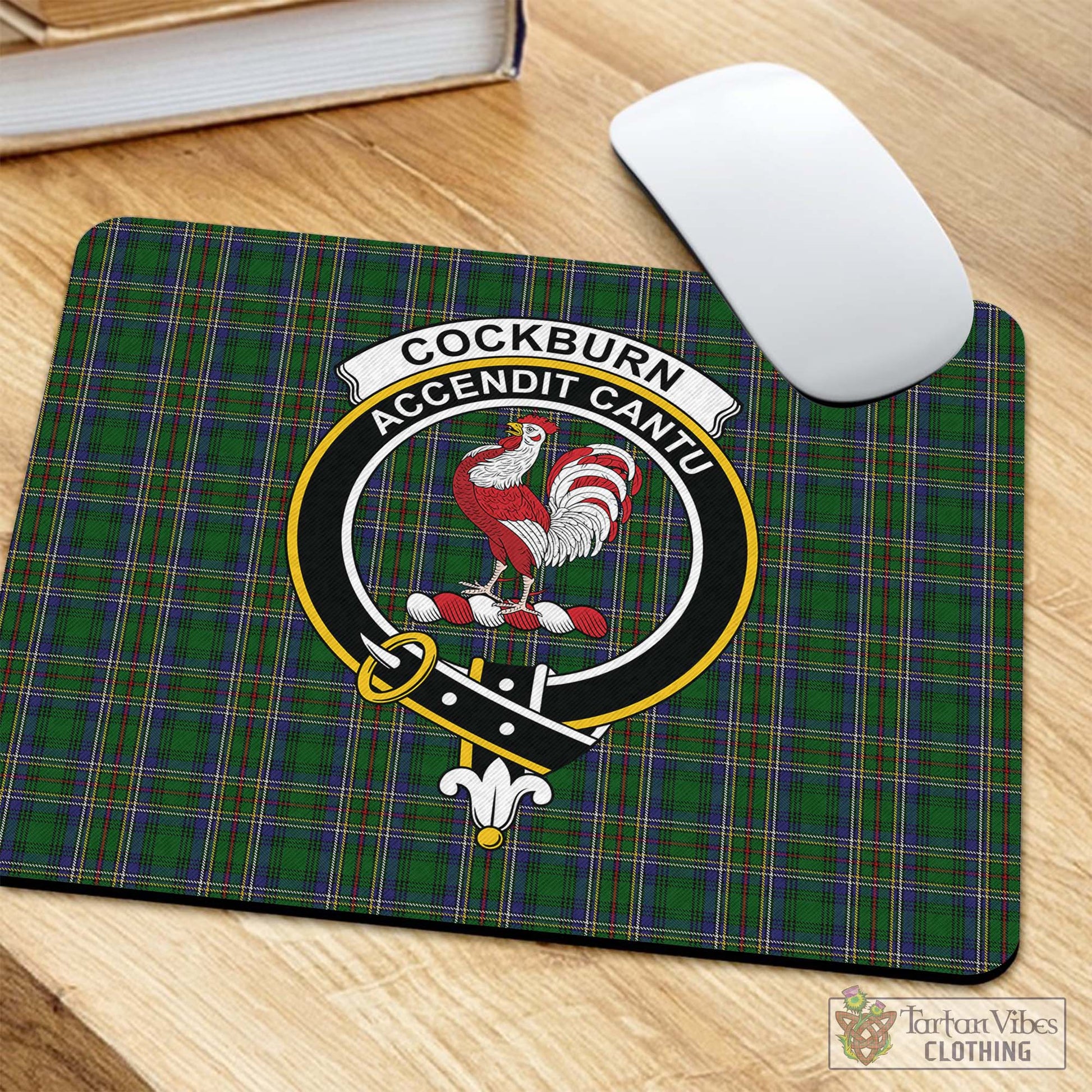 Tartan Vibes Clothing Cockburn Tartan Mouse Pad with Family Crest