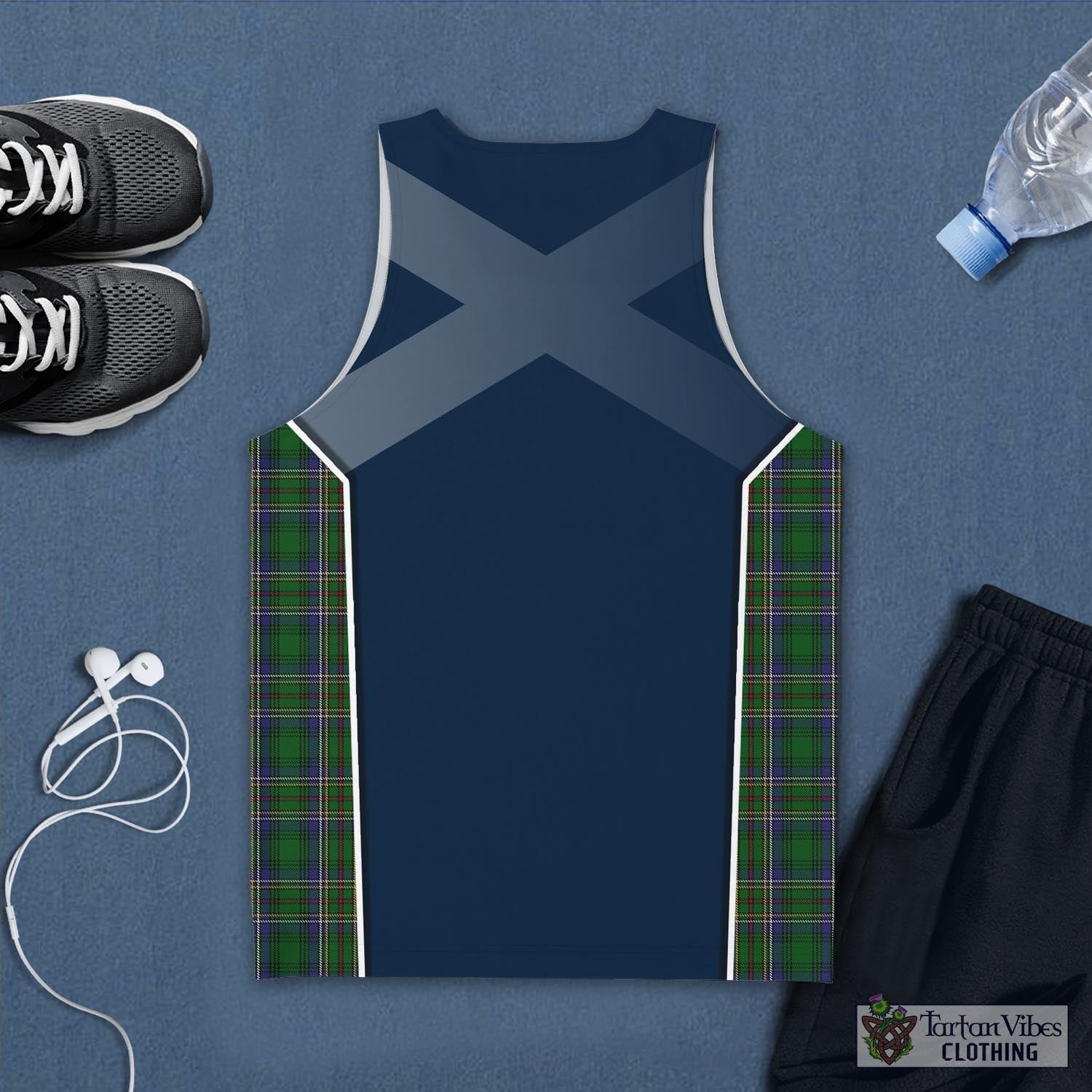 Tartan Vibes Clothing Cockburn Tartan Men's Tanks Top with Family Crest and Scottish Thistle Vibes Sport Style