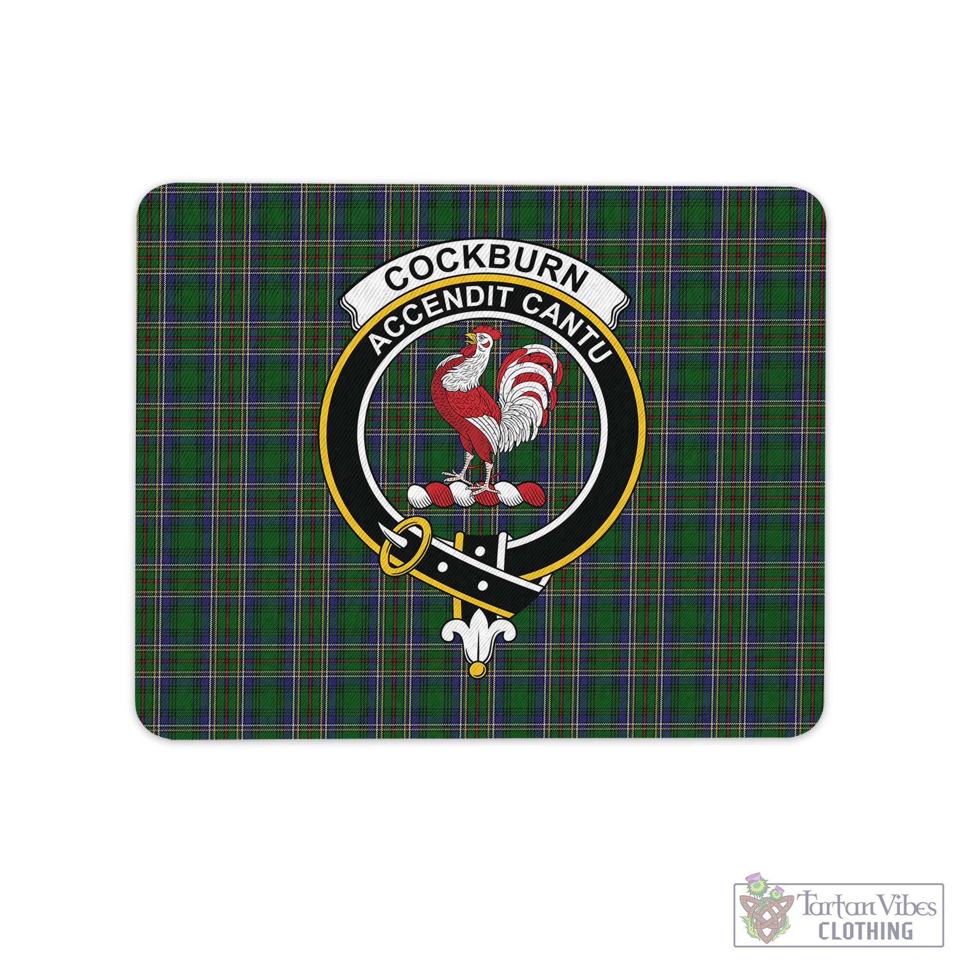Tartan Vibes Clothing Cockburn Tartan Mouse Pad with Family Crest