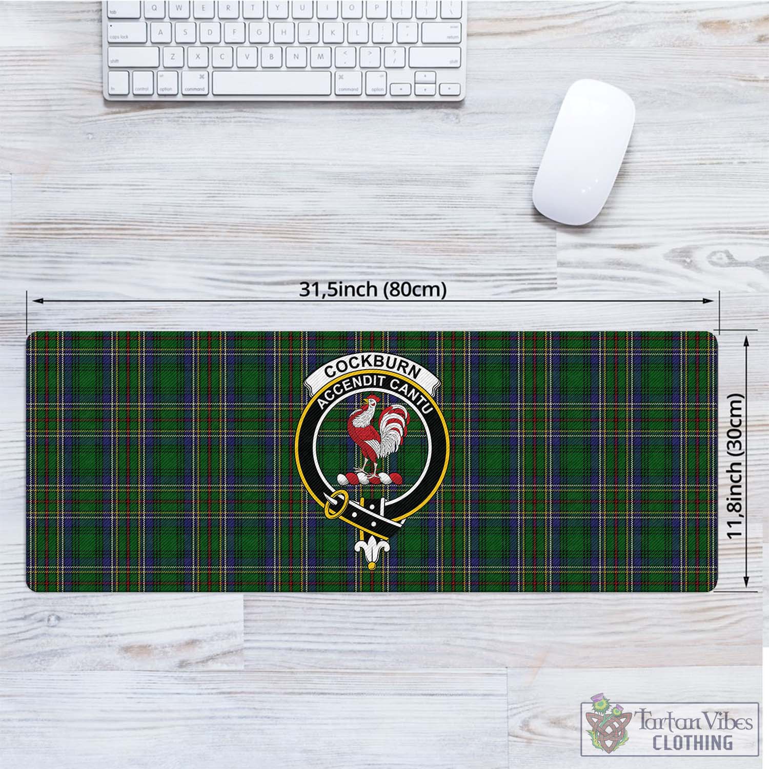Tartan Vibes Clothing Cockburn Tartan Mouse Pad with Family Crest