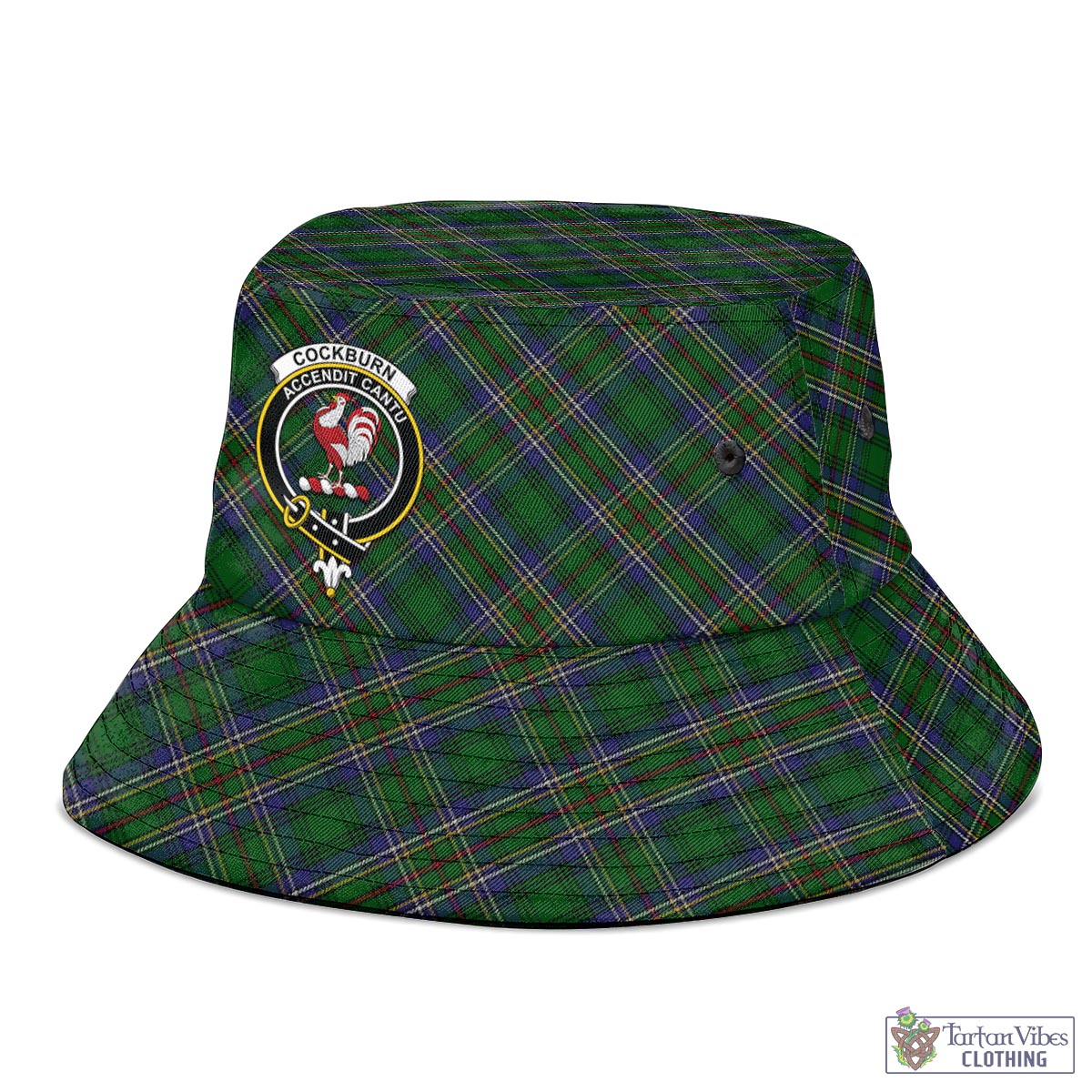 Tartan Vibes Clothing Cockburn Tartan Bucket Hat with Family Crest
