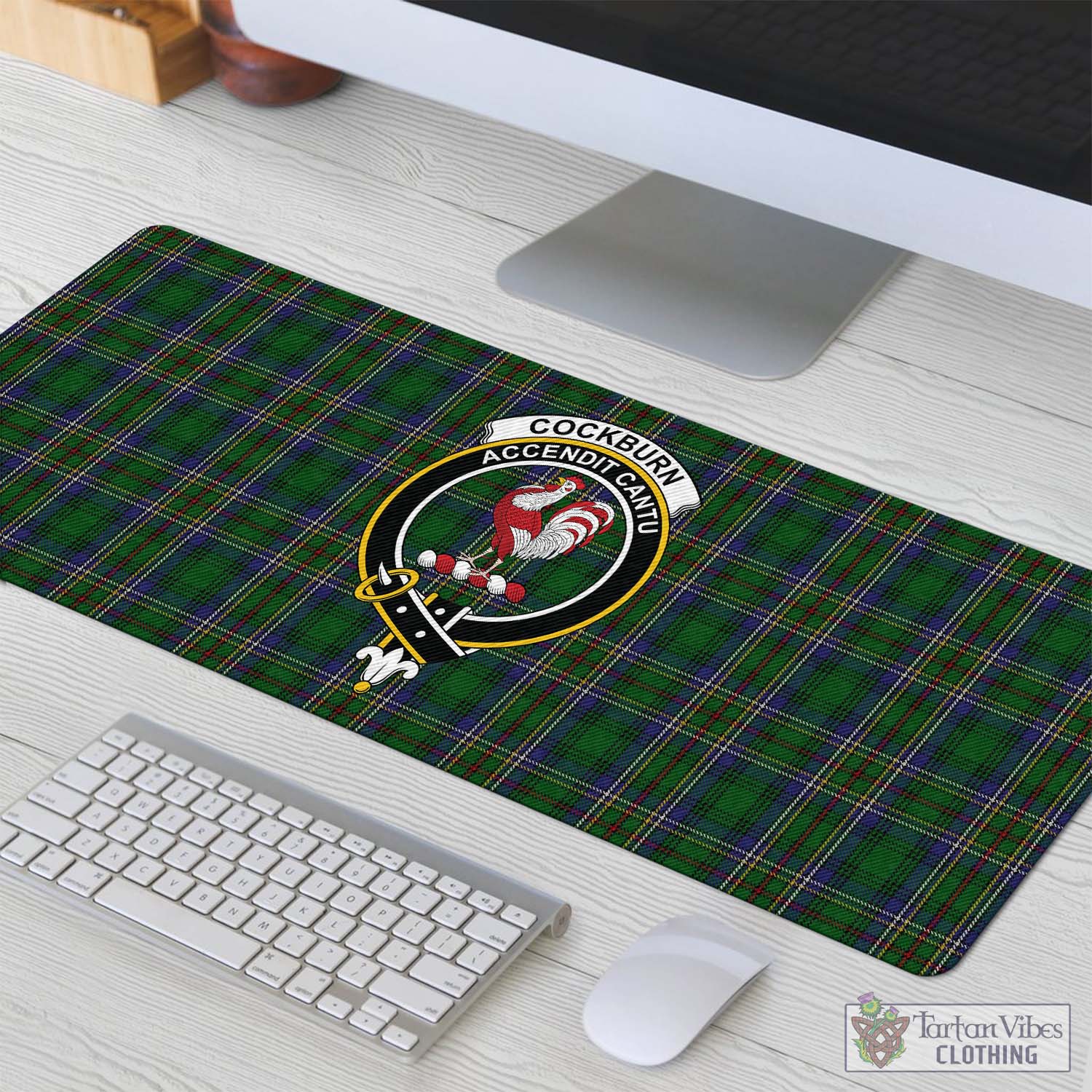 Tartan Vibes Clothing Cockburn Tartan Mouse Pad with Family Crest