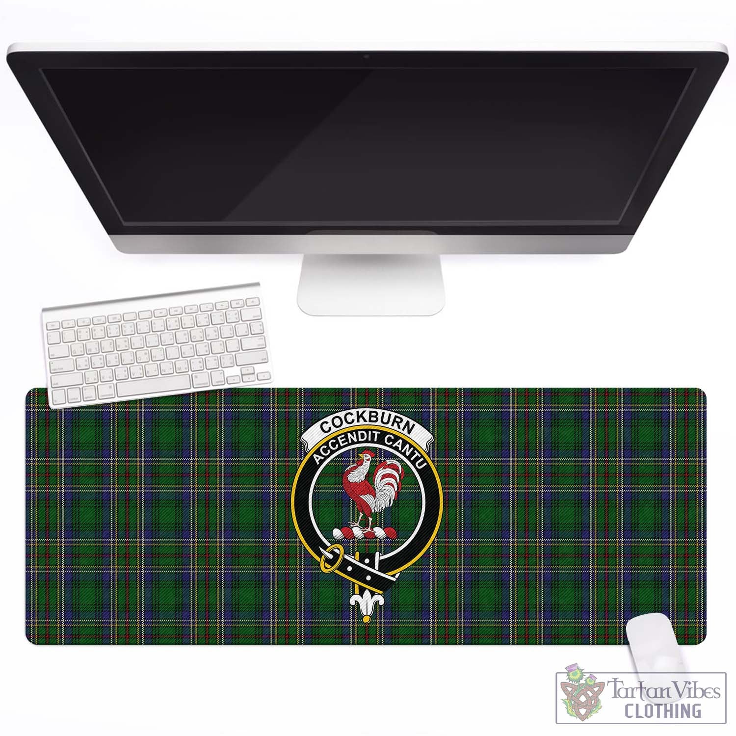 Tartan Vibes Clothing Cockburn Tartan Mouse Pad with Family Crest