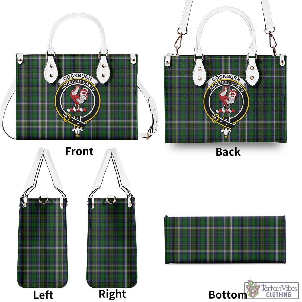 Tartan Vibes Clothing Cockburn Tartan Luxury Leather Handbags with Family Crest