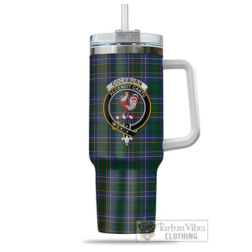 Cockburn Ancient Tartan and Family Crest Tumbler with Handle
