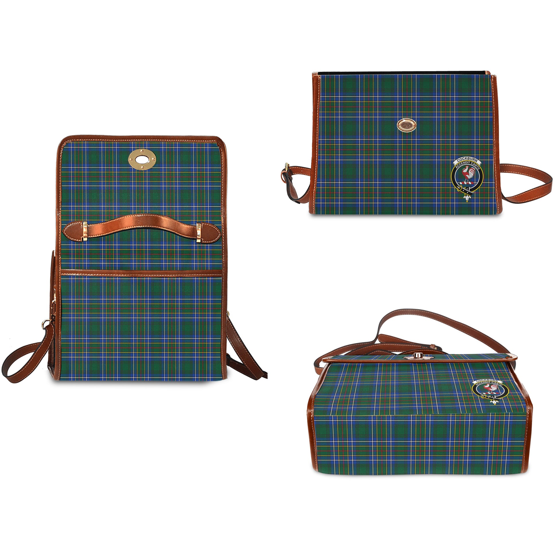 cockburn-ancient-tartan-leather-strap-waterproof-canvas-bag-with-family-crest