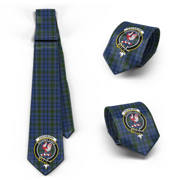 Cockburn Blue Tartan Classic Necktie with Family Crest