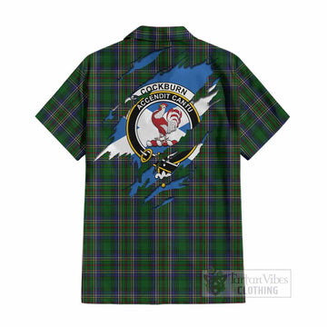 Cockburn Clan Crest In Me Tartan Cotton Hawaiian Shirt Scotland Flag Style