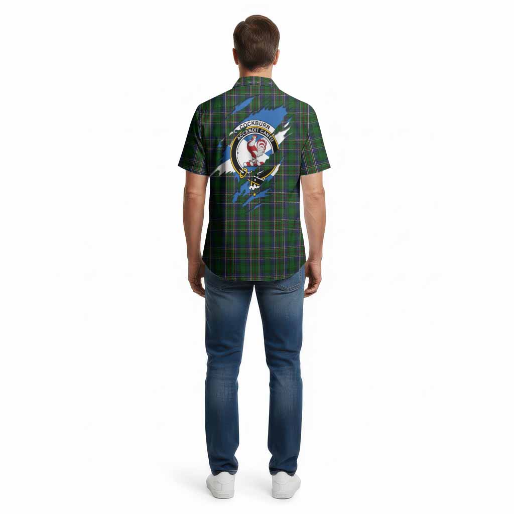 Cockburn Clan Crest In Me Tartan Cotton Hawaiian Shirt Scotland Flag Style