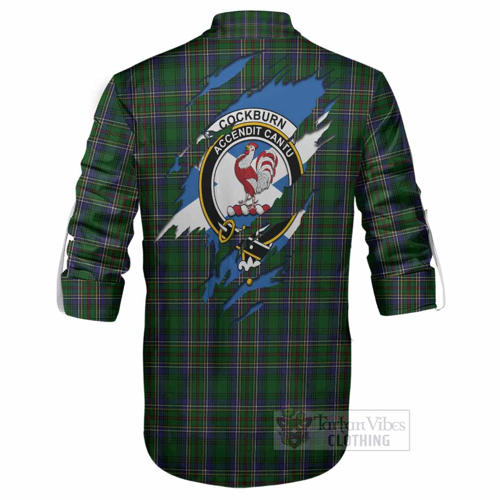 Cockburn Clan Crest In Me Tartan Ghillie Shirt Scotland Flag Style