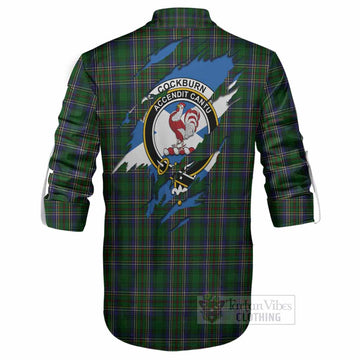 Cockburn Clan Crest In Me Tartan Ghillie Shirt Scotland Flag Style