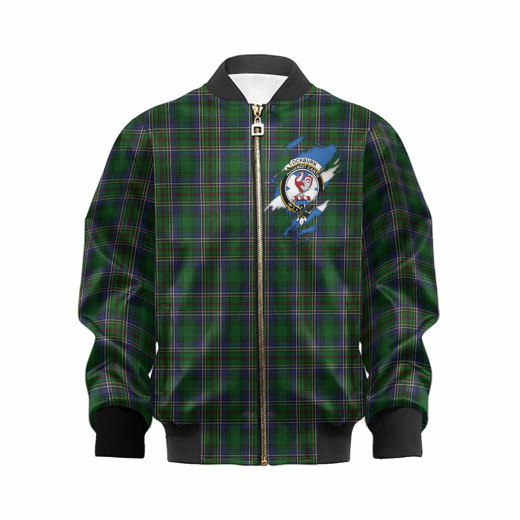 Cockburn Clan Crest In Me Tartan Kid Bomber Jacket Scotland Flag Style